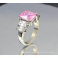 Anéis de dedo de pedra cor-de-rosa grandes de aço inoxidável projetam para mulheres com preço